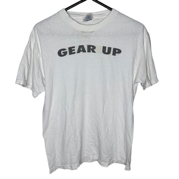 Y2K Gear Up Distressed T Shirt Medium - Picture 1 of 5